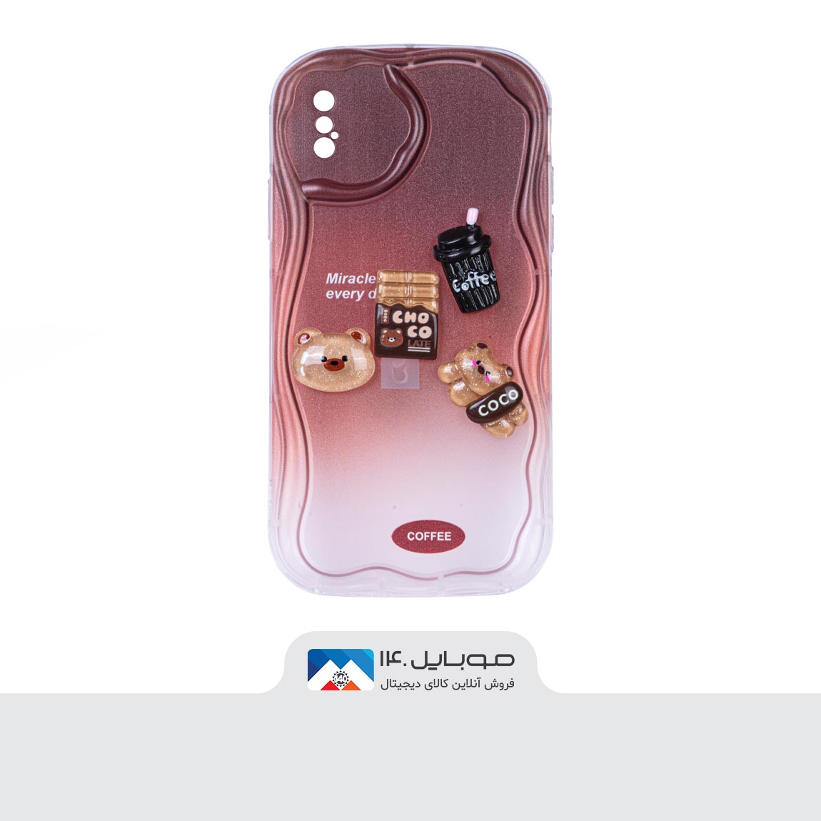 قاب گوشی آیفون X-XS عروسکی برجسته مدل Coffee 1