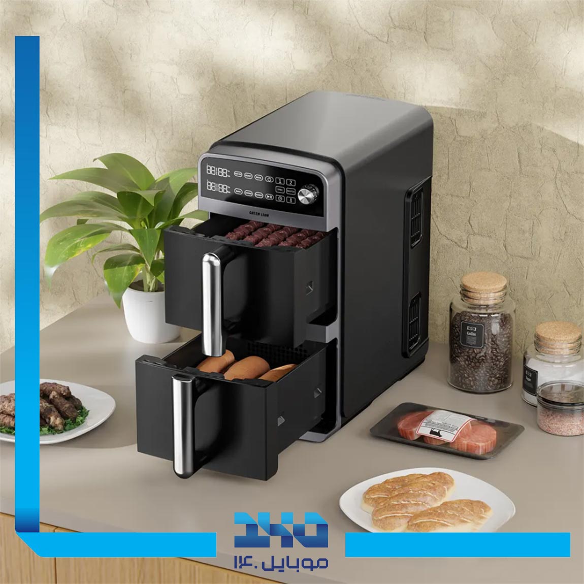 سرخ کن دو طبقه گرین لاین مدل 10L Double-Decker Air Fryer 2