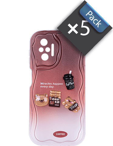 پک 5 تایی قاب گوشی شیائومی Note 10 Pro عروسکی برجسته مدل Coffee