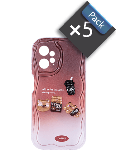 پک 5 عددی قاب گوشی شیائومی Redmi Note 12 عروسکی برجسته مدل Coffee